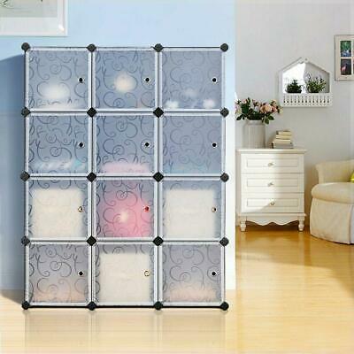 DIY 12 Cube Portable Closet Storage Organizer Clothes Wardrobe Cabinet W/Doors
