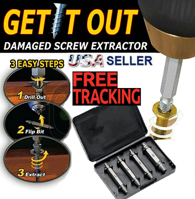 4pc Broken Bolt Remover Screw Extractor Easy Out Drill Bits Stud Reverse Damage
