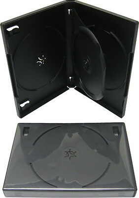 (1) Triple Three Disc 3 DVD Box Case Black Multi 22MM With Tray #DV3R22BKWT