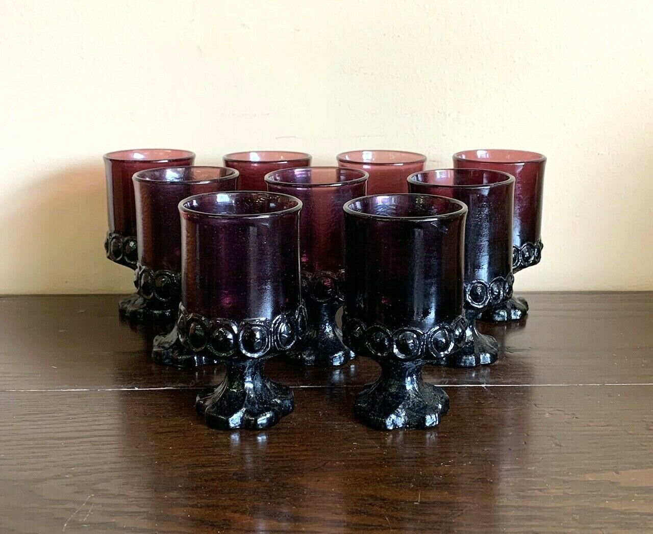 Set of 9 Franciscan Plum Madeira Footed Juice Wine Glasses 4 7/8