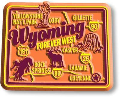 Wyoming the Forever West State Premium Map Fridge Magnet