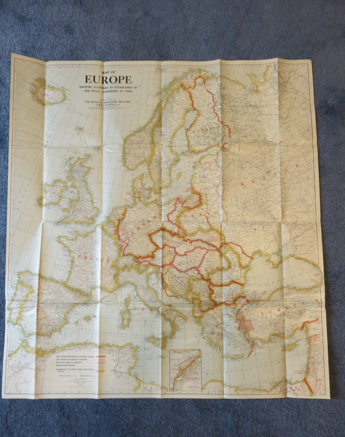 1920 Map Of Europe-countries Established By The Peace Conference At Paris