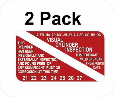 (2) Visual Inspection Stickers for Scuba Tanks Years 2021-2027 1.75