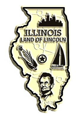 Illinois Land Of Lincoln State Map Fridge Magnet