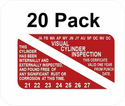 20 Pack of Scuba Tank Visual Inspection Stickers Years 2021-2027 1.75