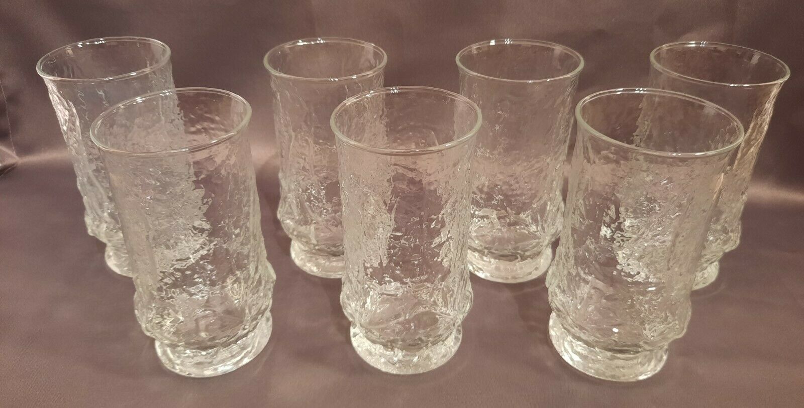 Vintage Anchor Hocking Clear Rain Flower Tumblers - Set of 7
