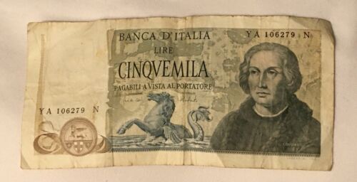 1973 Banca D' Italia 5000 Lire Italy. Circulated. Make Offer!