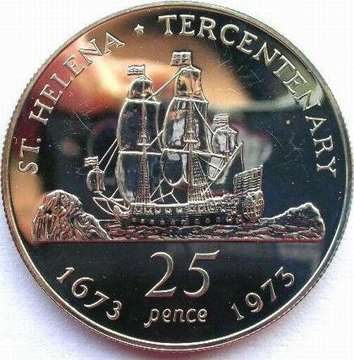 St.helena 1973 Tercentenary Crown Silver Coin,proof