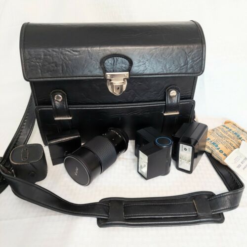 Vivitar Camera Lot Lens Flashes Vintage Marsand Case