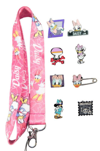 Daisy Duck Themed Starter Lanyard Set w/ 5 Disney Park Trading Pins ~ Brand NEW
