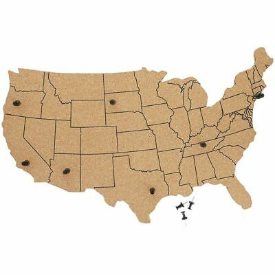 Cork USA Travel Map Bulletin Board for Wall Display with 10 Push Pins, 16 x 10