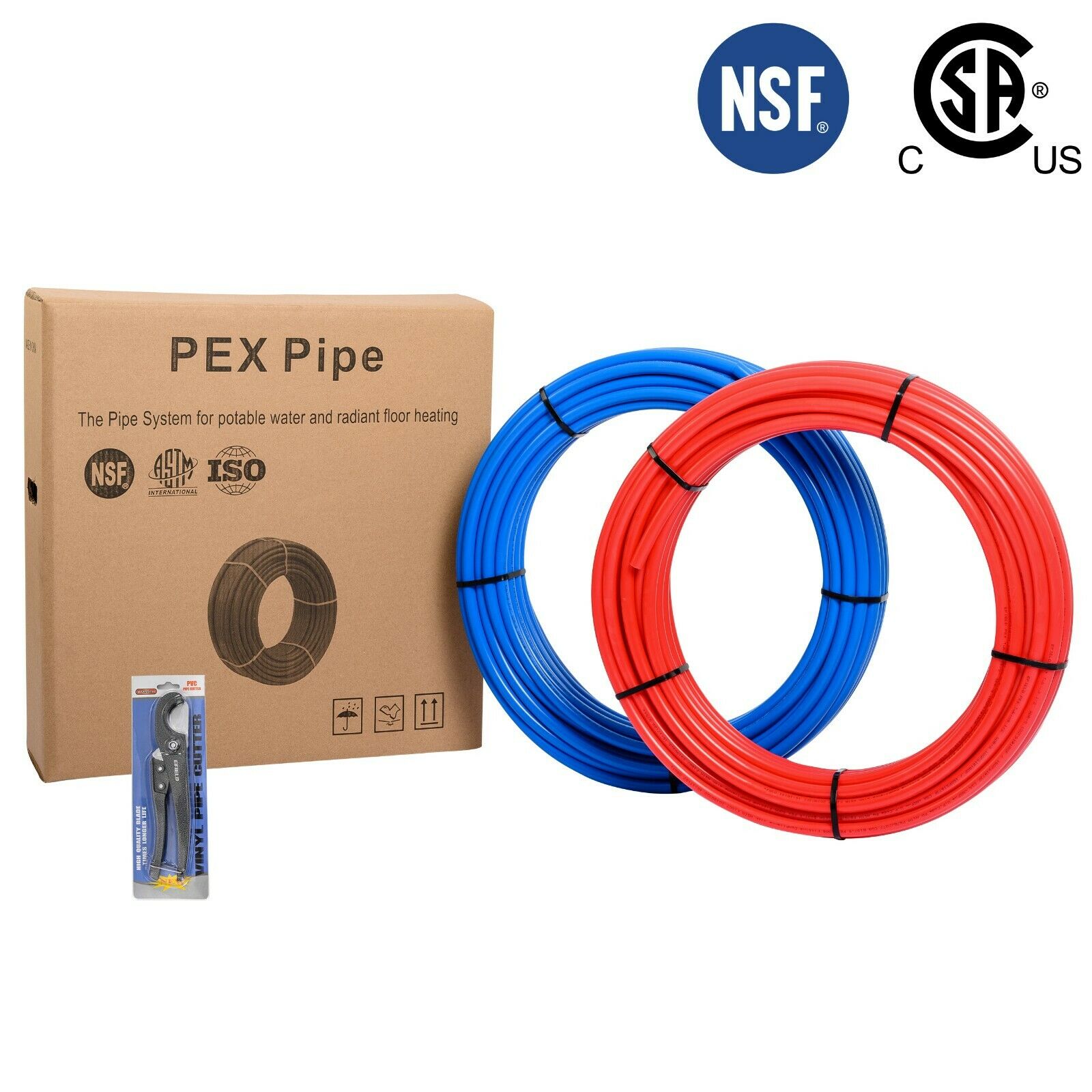 Efield 2 Rolls 3/4" X 100ft (200ft) Blue&red  Pex  Pipe/tubing  With Free Cutter