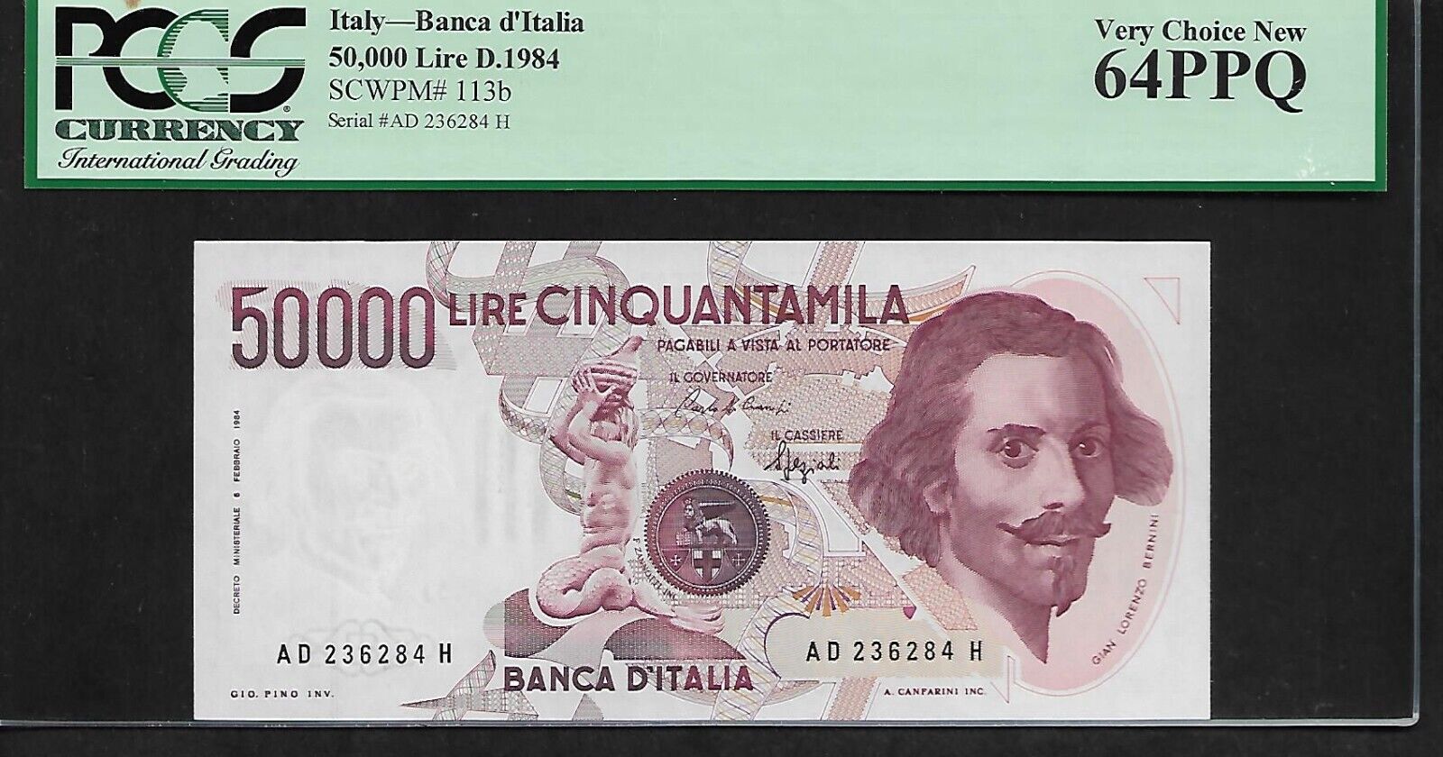 Italy 50,000 Lire 1984 PCGS  64 PPQ UNC P# 113b