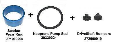 New Seadoo Wear Ring 271000290 + 293200024 Seal + 272000019 Driveshaft Bumpers