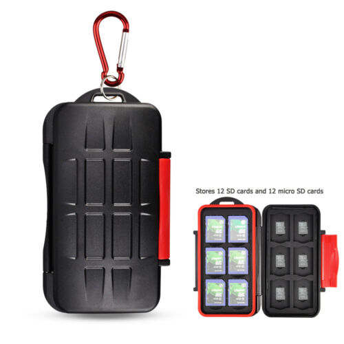 Water-resistant 12 Sd Sdhc Sdxc + 12 Micro Sd Memory Card Case Holder Storage