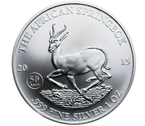 Gabon 1000 Francs 2015 Springbok Silver Coin 1 Oz .999 50th Anniversary Bu