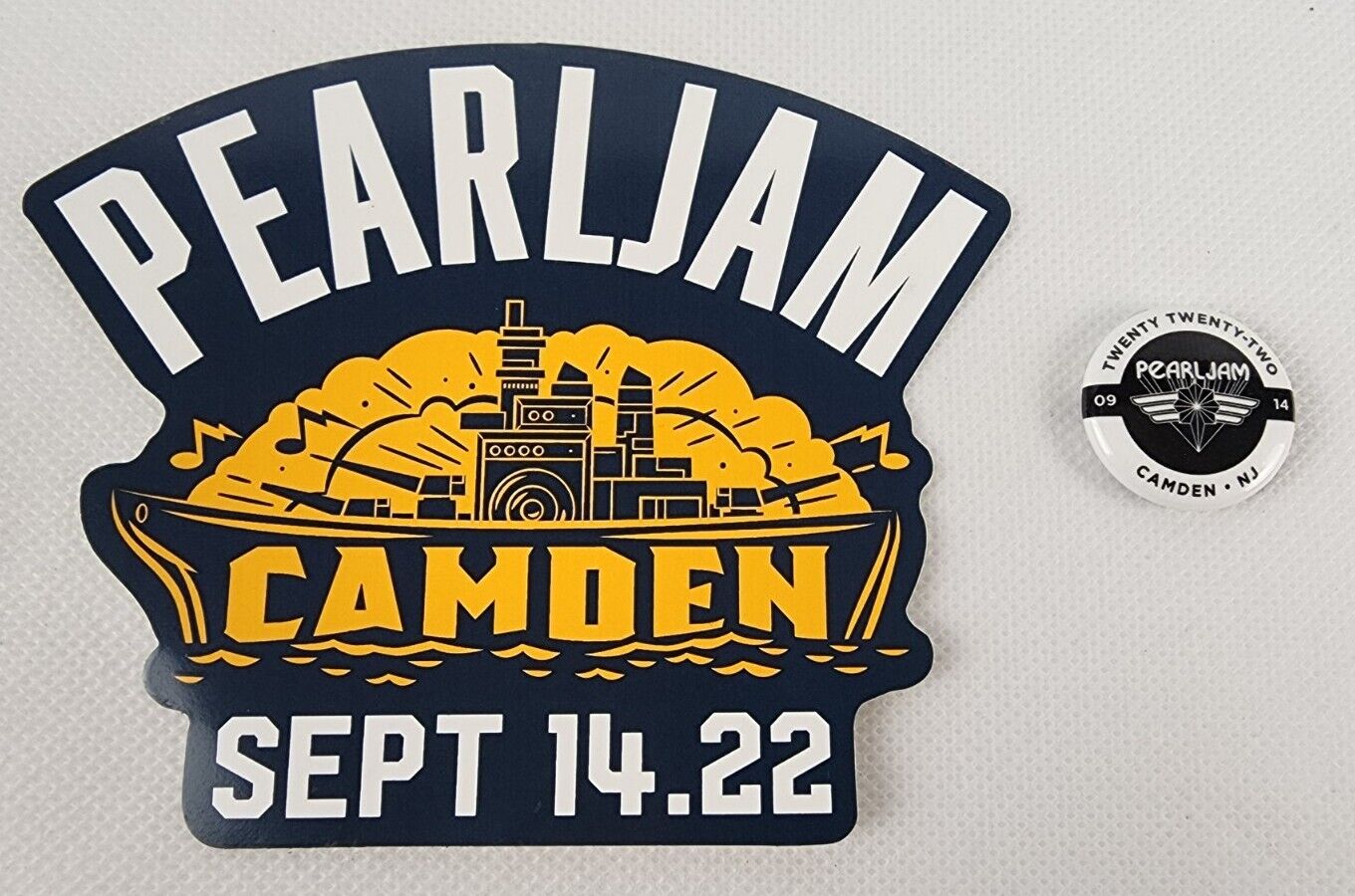 2022 Pearl Jam Gigaton Tour 9/14 Camden New Jersey Exclusive Pin & Sticker Set