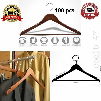 Clothes Hangers Pants Suit Tops And Jackets Walnut Solid Wood Closets 100 Pcs.