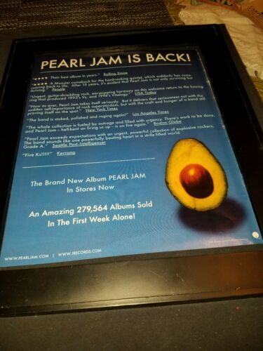 Pearl Jam Self Titled Rare Original Promo Poster Ad Framed!