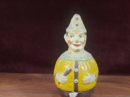 Antique Papier Mache Roly Poly Clown Toy German Clown Toy With Bell