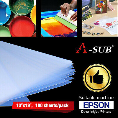 100 Asub 13x19 Waterproof Silk Transparency Inkjet Film Screen Printing Positive