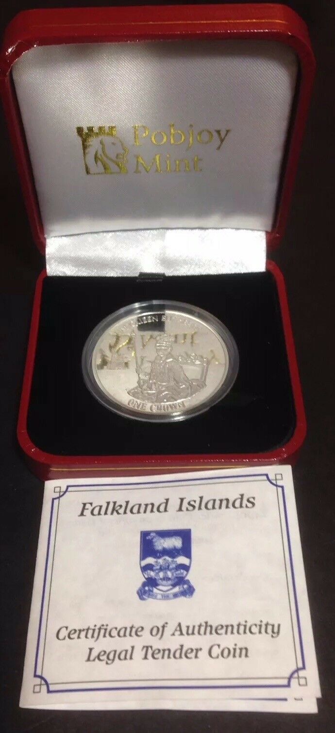 2015 Hm Queen Elizabeth Ii One Crown .925 Silver Proof Pobjoy Falkland Islands