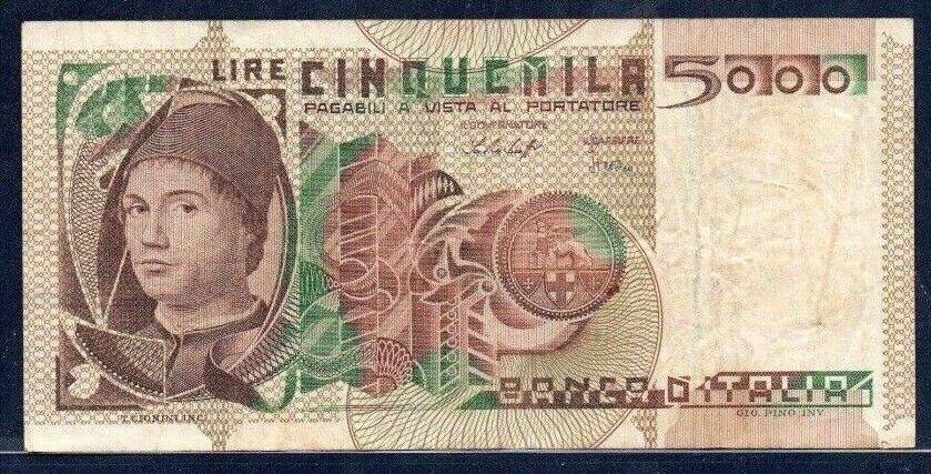 Italy Vf Note 5000 Lire 1979 P-105 (low Shipping With Tracking)