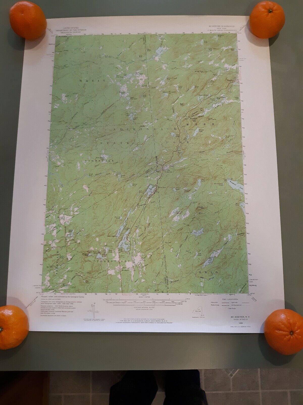 Adirondack State Park 1958 Mckeever, Ny Us Dept Of Interior Geological Survey...
