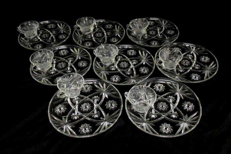 Anchor Hocking Glass Clear Snack Plate Cup Set Prescut Clear Serves 8