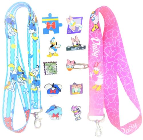 Donald and Daisy Duck Couples Lanyard Set w/ 10 Disney Trading Pins ~ Brand NEW