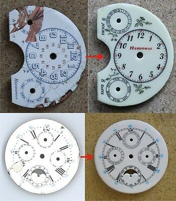 Full restoration of enameled dials for watches.