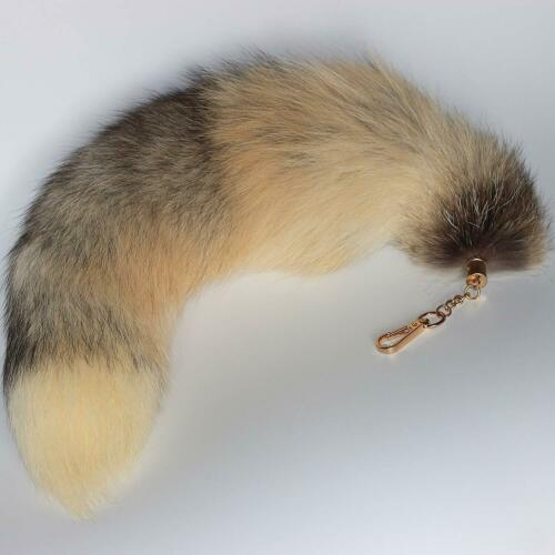 20"golden Natural Real Cosplay Fox Tail Keychain Fur Tassel Bag Tag Us Stock