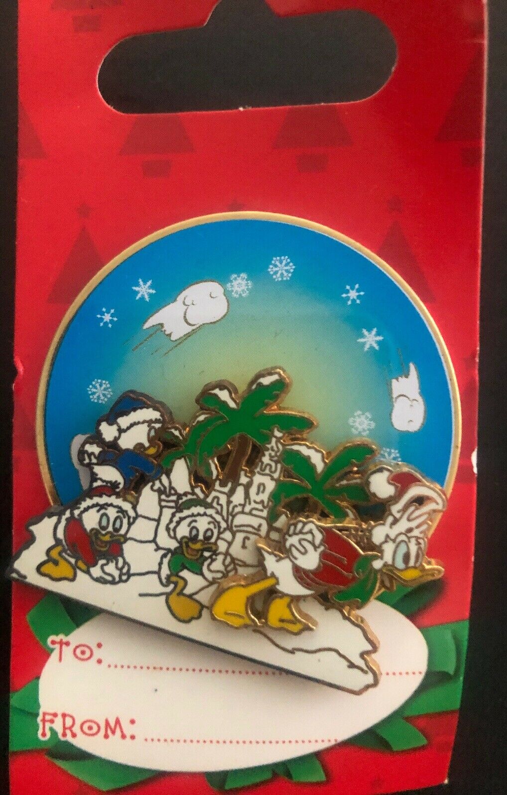 Disney Trading Pin DONALD SNOWBALL FIGHT MOVABLE CHRISTMAS CARD