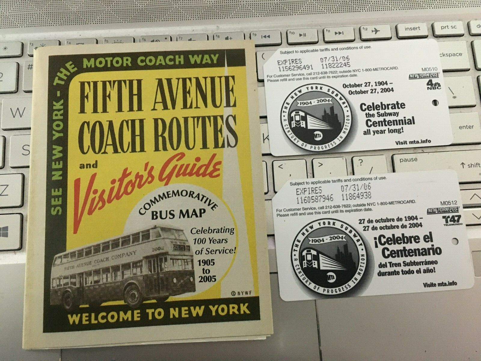 Metrocards + 5th Ave Coach Rts & Guide Celebrating 100 Years Of Service Map