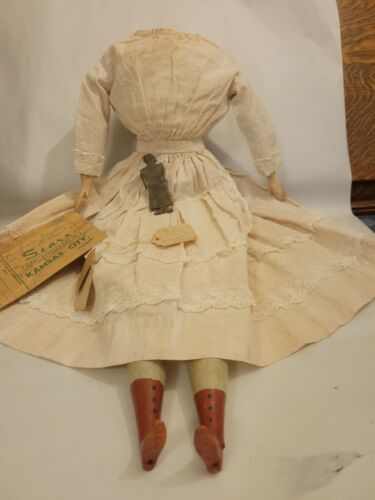 Antique Doll Body 24" Cloth Wood 4 Paper Papier Mache China Composition Dress +