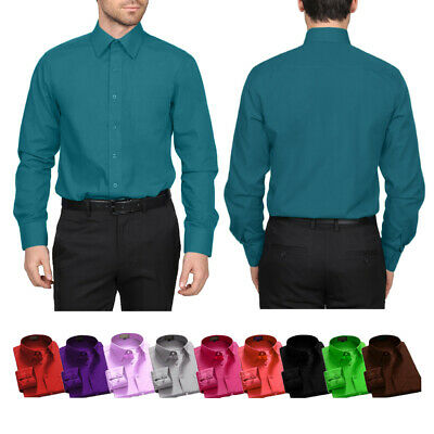 Dress Shirts Men's Regular Fit Oxford Long Sleeve One Pocket Solid Color Shirt