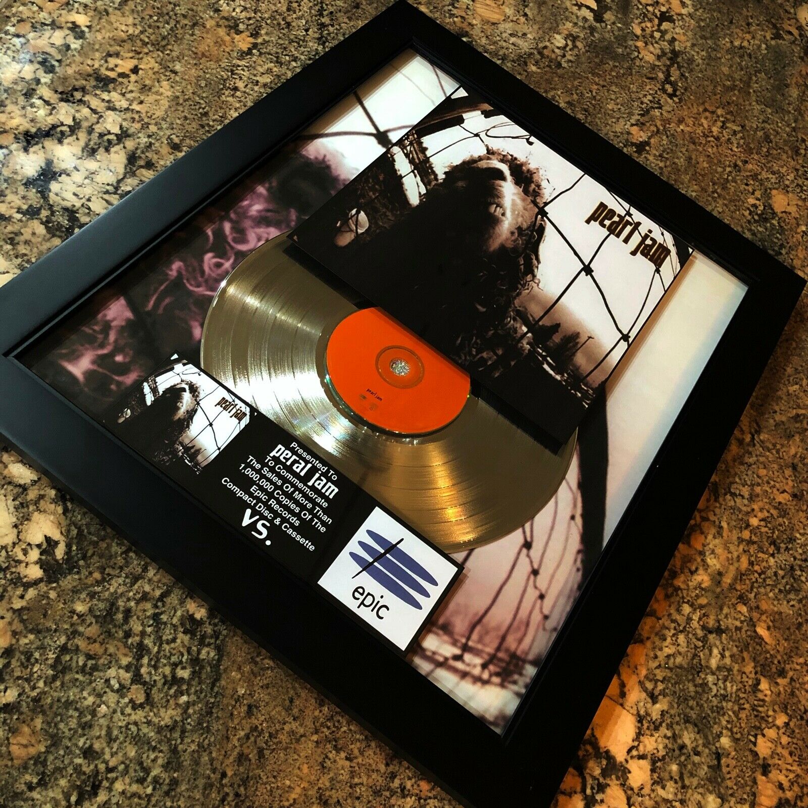 Pearl Jam Vs. Million Record Sales Music Award LP Vinyl