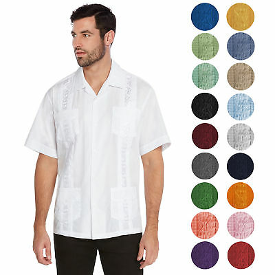 vkwear Men's Guayabera Cuban Beach Wedding Casual Short Sleeve Dress Shirt