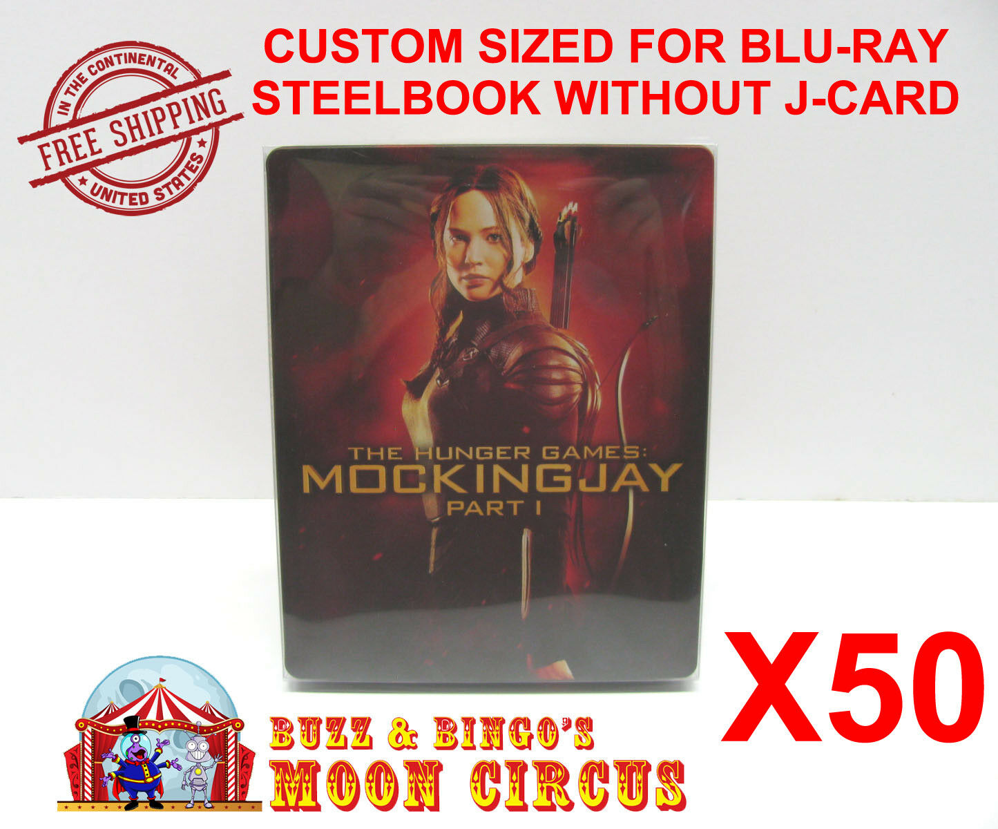 50x Blu-ray Steelbook Clear Protective Sleeve - Box Protectors - No J-card Size