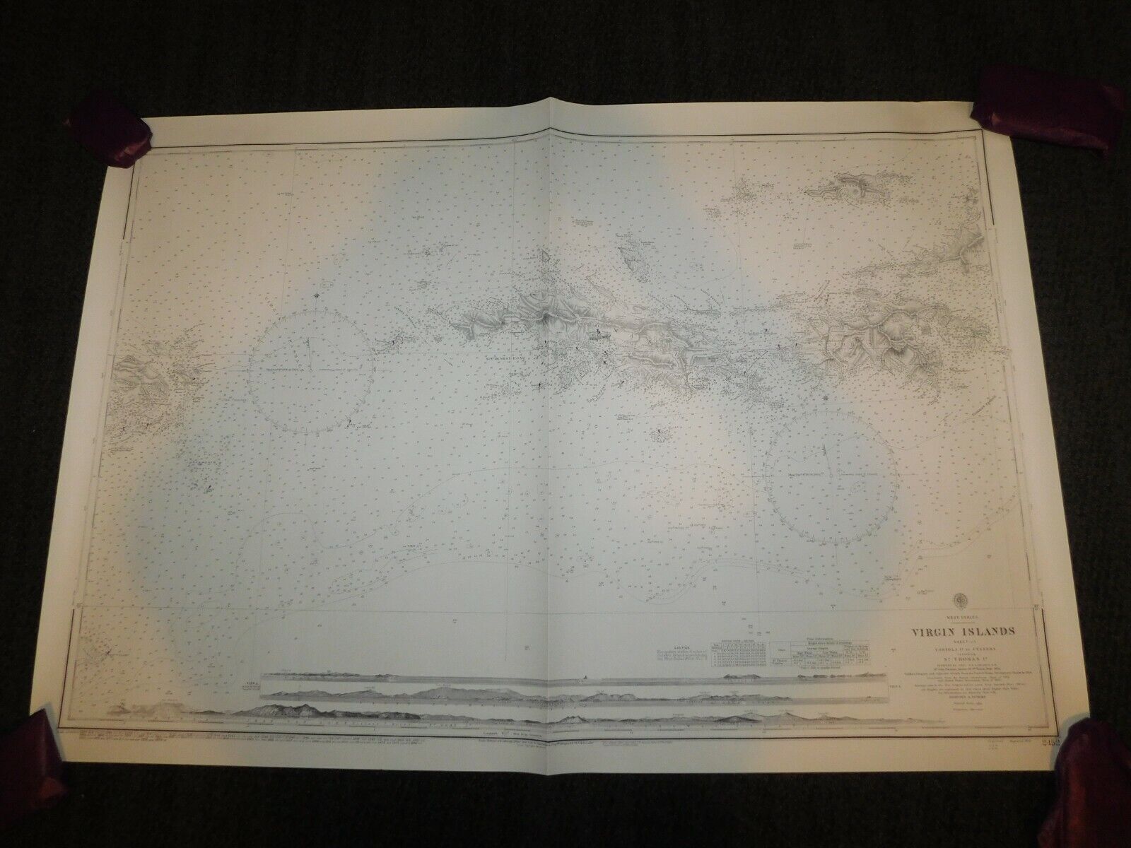 VINTAGE 1979 VIRGIN ISLANDS TORTOLA to CULEBRA & ST THOMAS SOUNDINGS MAP 41 X 28