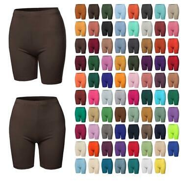 Basic Solid Premium Cotton Mid Thigh High Rise Biker Bermuda Shorts