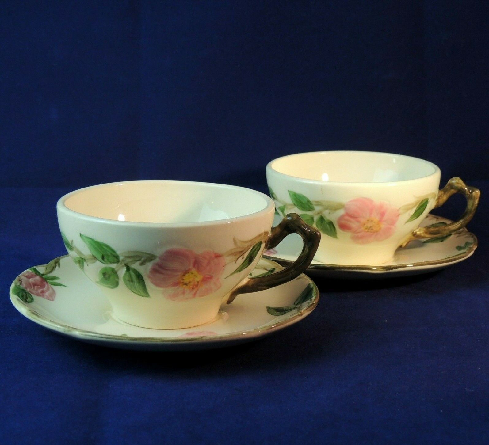 Vtg Franciscan Desert Rose Set Of 2 Cups And Saucers Tv Mark Made In Usa Mint
