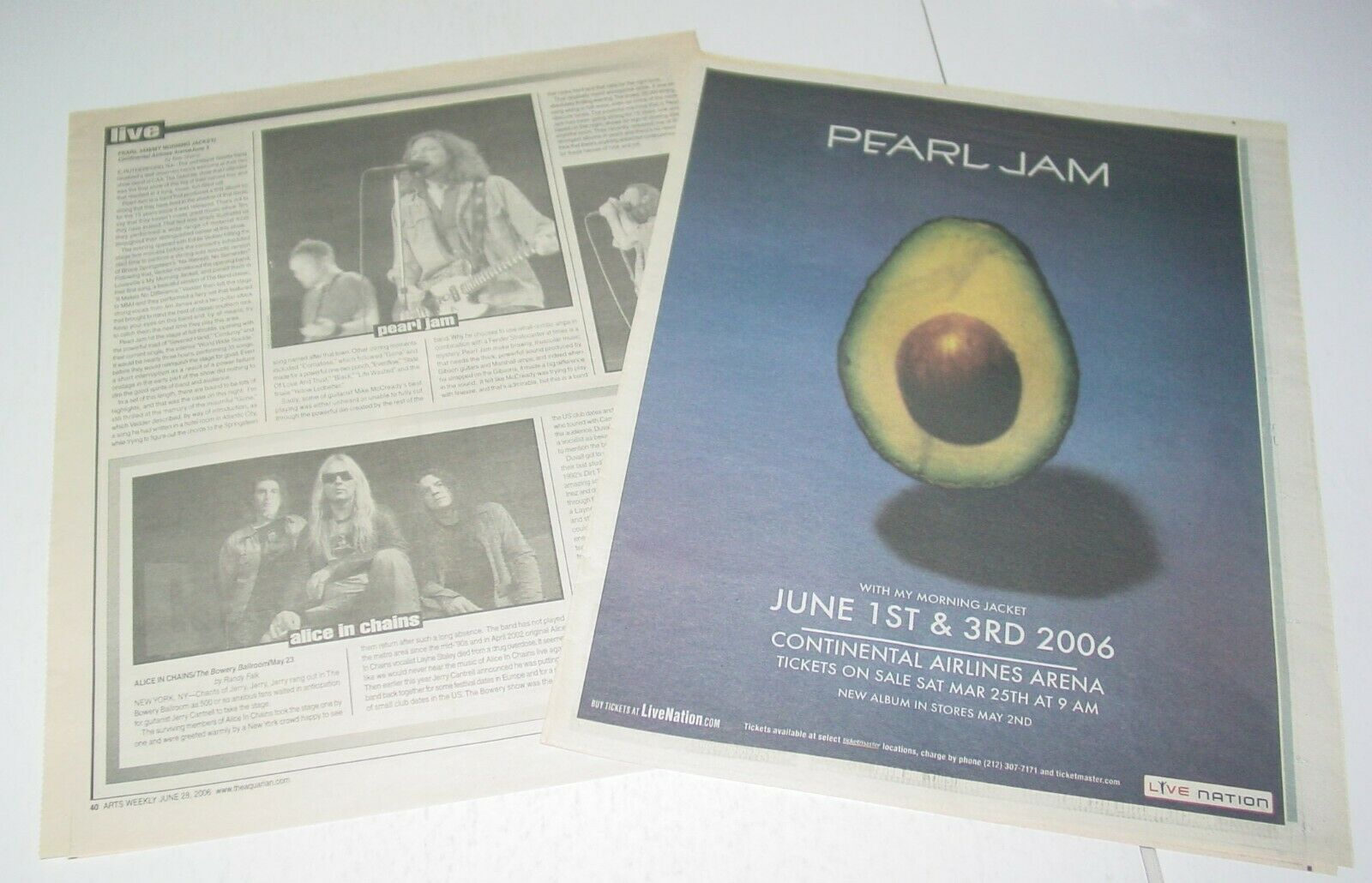 Pearl Jam Concert Ad Advert + Article Tour 2006 Continental Airlines Arena Nj