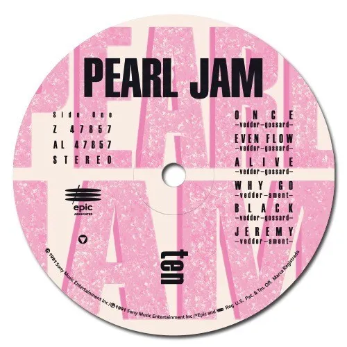 Pearl Jam - Ten Lp Label Sticker