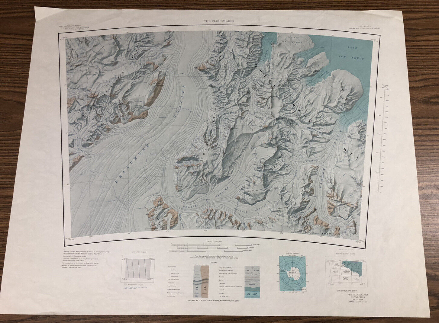 Vintage 1965 The Cloudmaker, Antarctica Map Usgs Recon Series Paper Map Nice