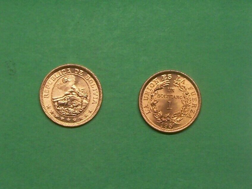 Bolivia  1951  1 Boliviano   Uncirculated Coin  Km184