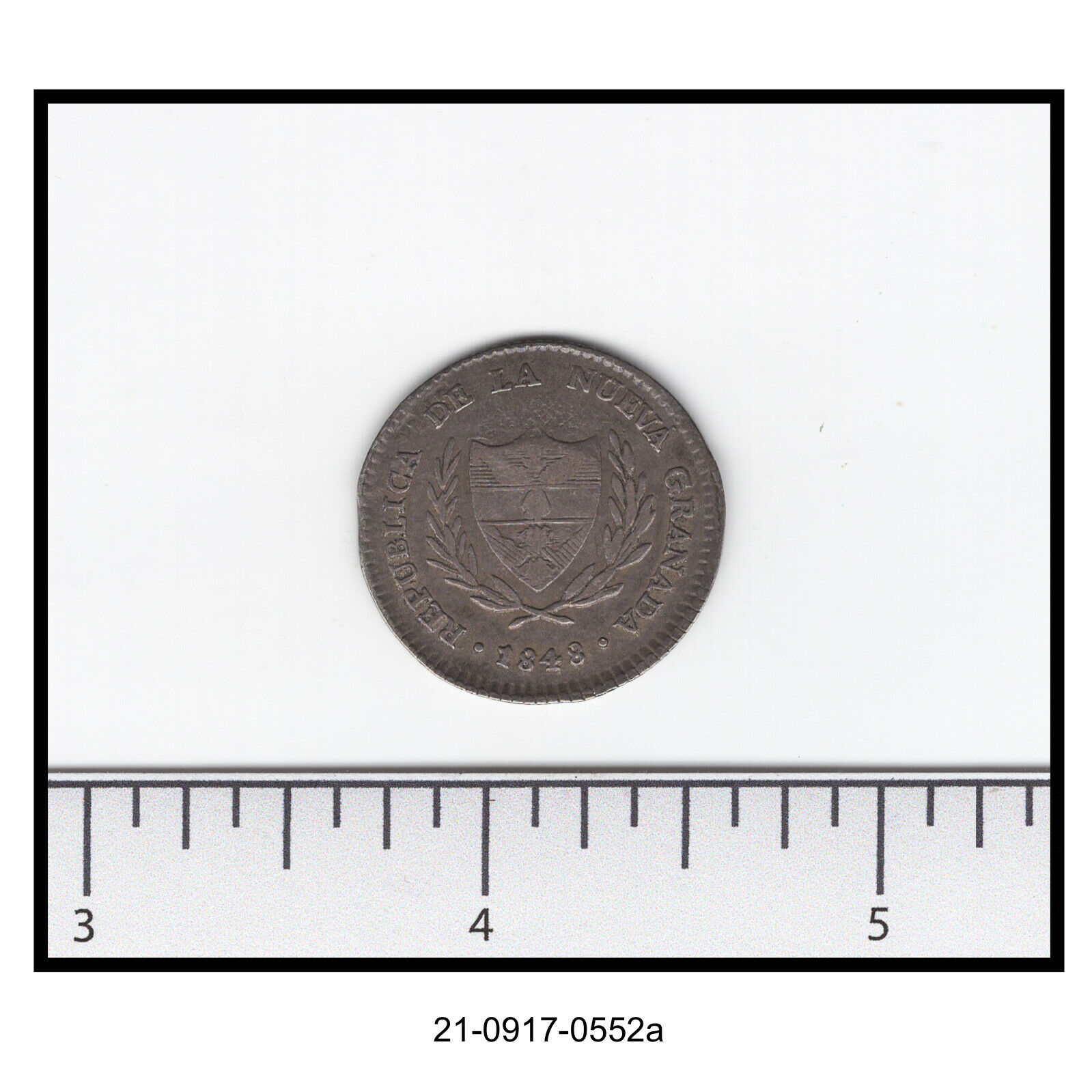 1848 Colombia (New Granada) 2 Reals Silver Coin