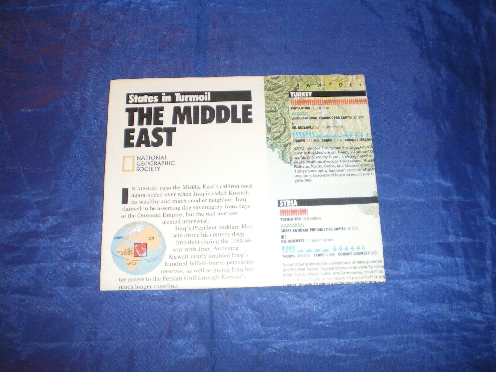 1991 The Middle East Map From National Geographic