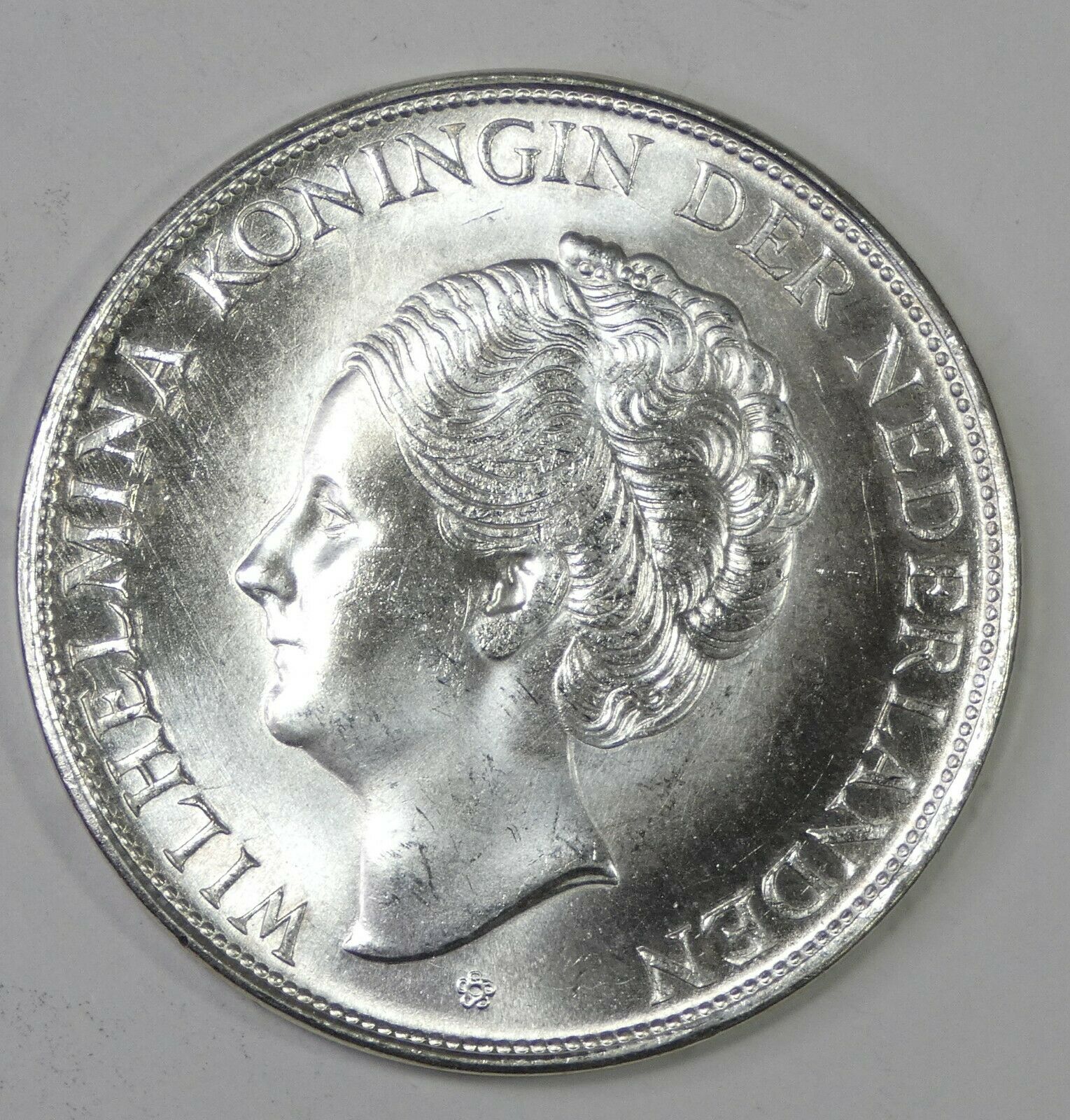 1944-D CURACAO Queen Wilhelmina Silver 2 1/2 Gulden Choice BRILLIANT UNC