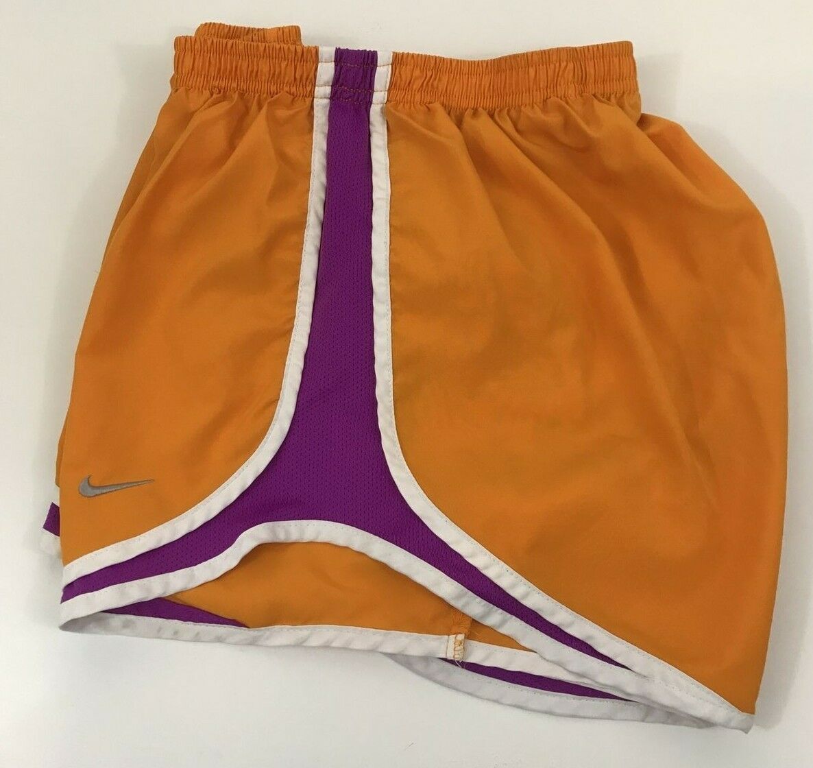 Nike Dri Fit Women's small Lined Short Medium Orange with pink and white stripe
